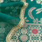 Luxe Bottle Green Handloom Silk Kurta and Kora Silk Dupatta With Handwork