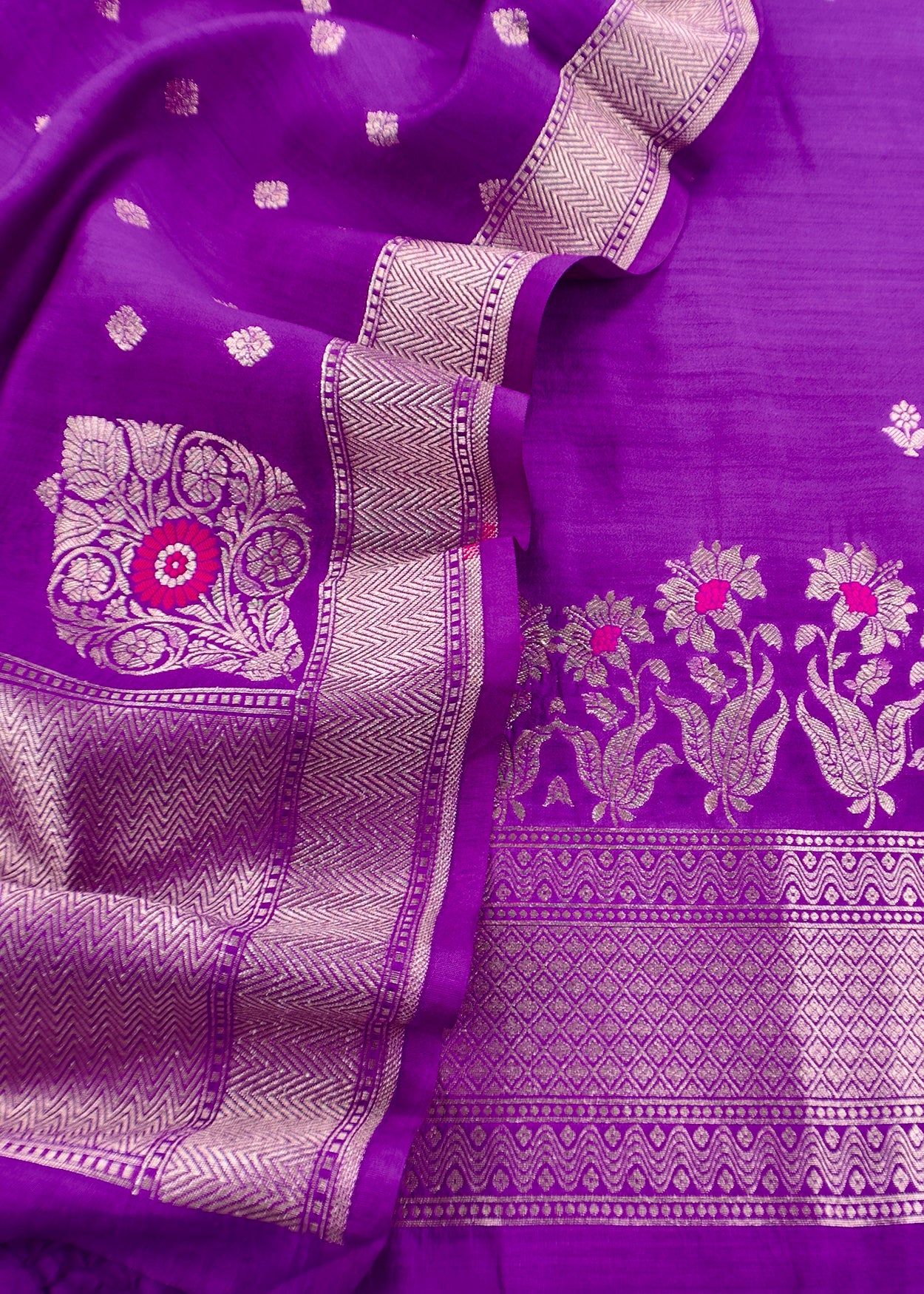 Pure banarasi silk unstitched suit with dupatta

