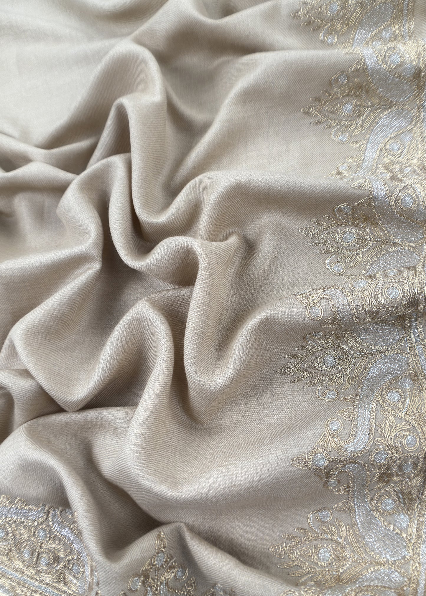 Beige Woolen Suit With Aari Embroidery