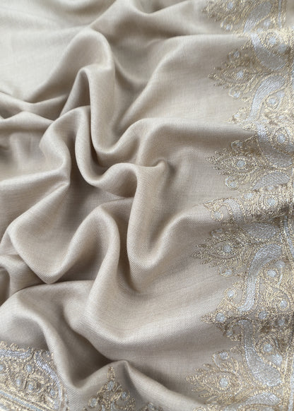 Beige Woolen Suit With Aari Embroidery