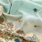Sky Blue Jamdani Woven Unstitched Suit With Paithani Work