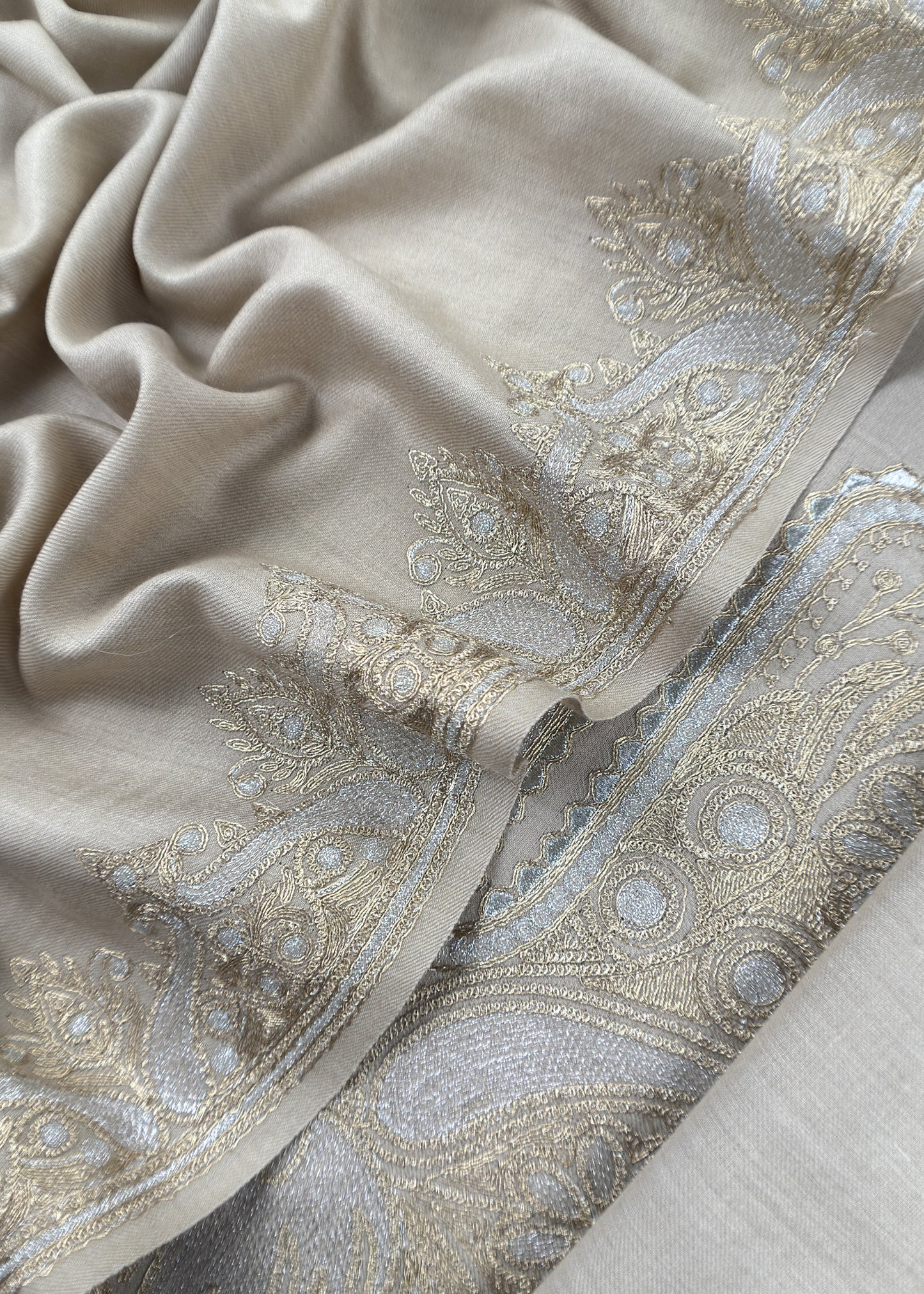 Beige Woolen Suit With Aari Embroidery