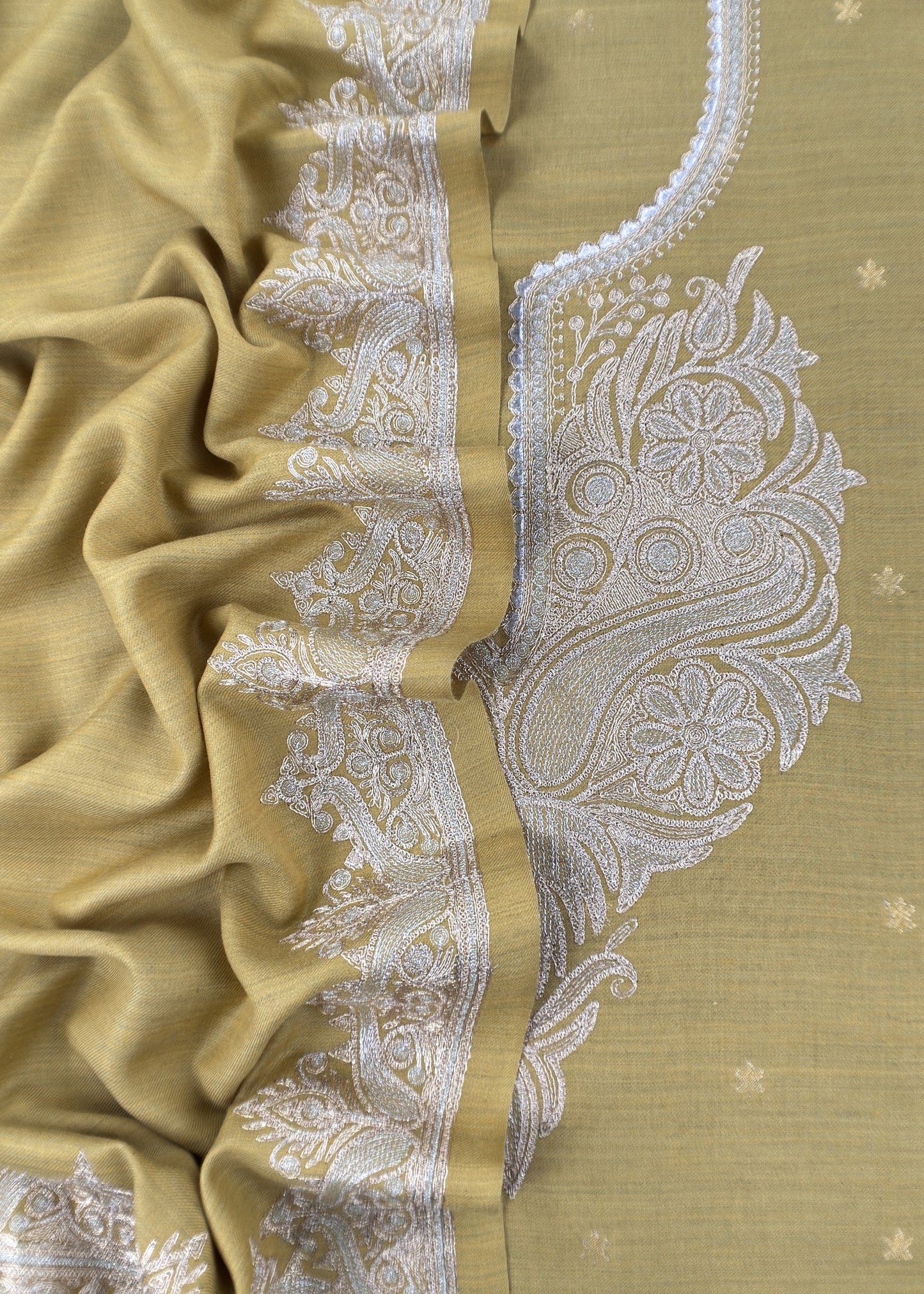 Yellow Woolen Suit With Aari Embroidery