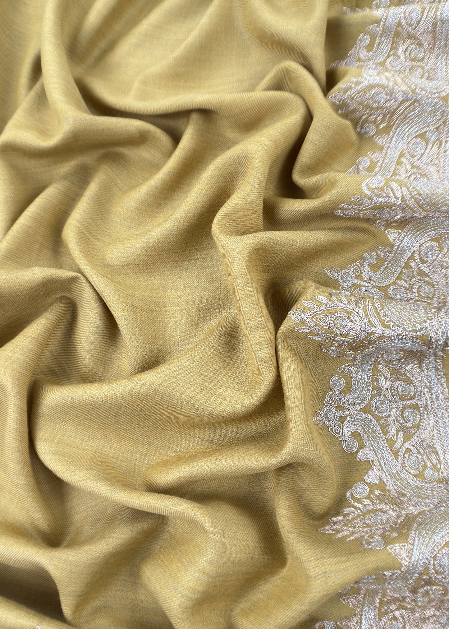 Yellow Woolen Suit With Aari Embroidery