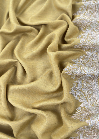 Yellow Woolen Suit With Aari Embroidery