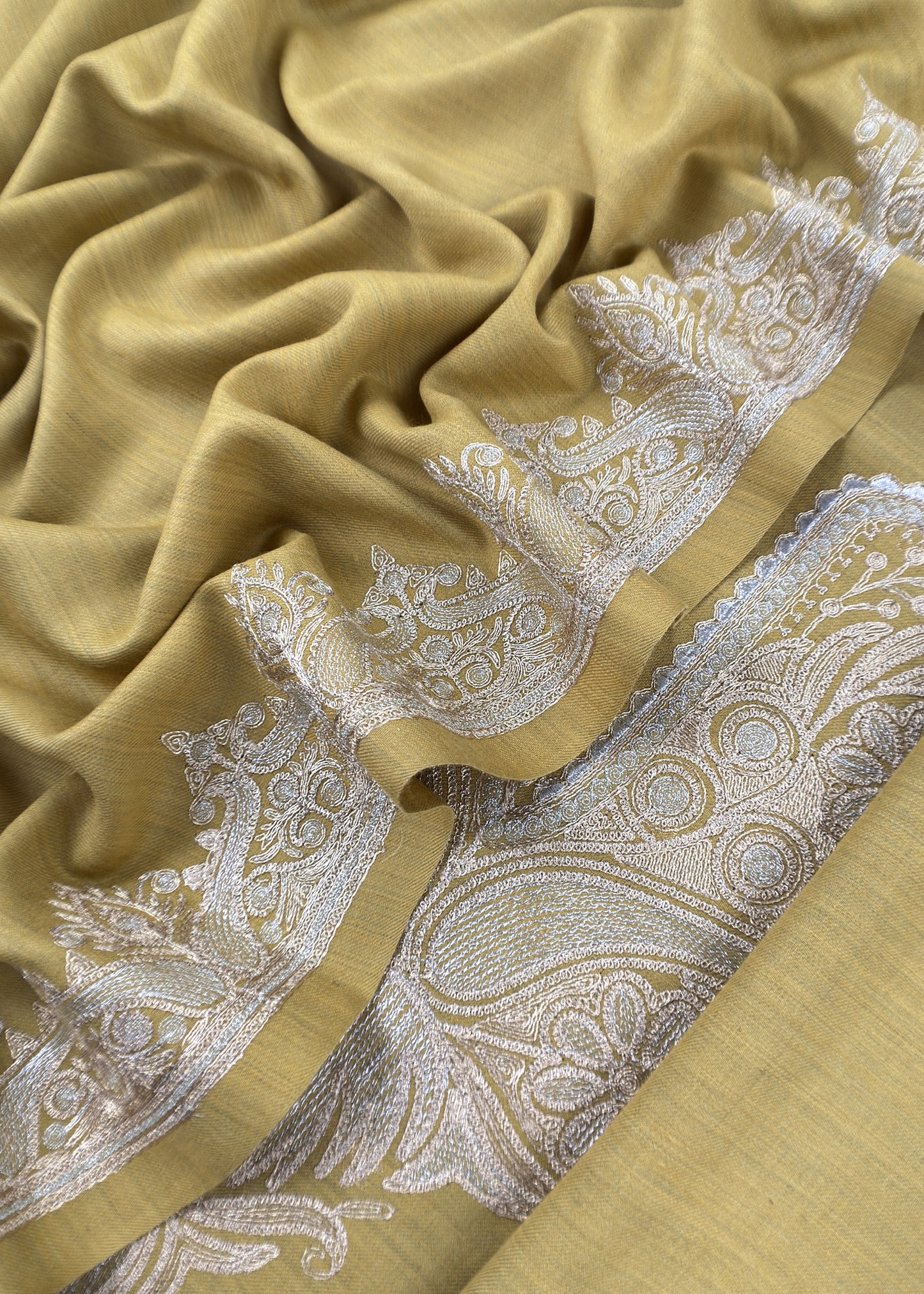 Yellow Woolen Suit With Aari Embroidery