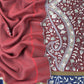 Blue And Red Grey Pure Merino Wool With Beautiful Aari Embroidery