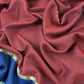 Blue And Red Grey Pure Merino Wool With Beautiful Aari Embroidery