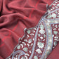 Blue And Red Grey Pure Merino Wool With Beautiful Aari Embroidery