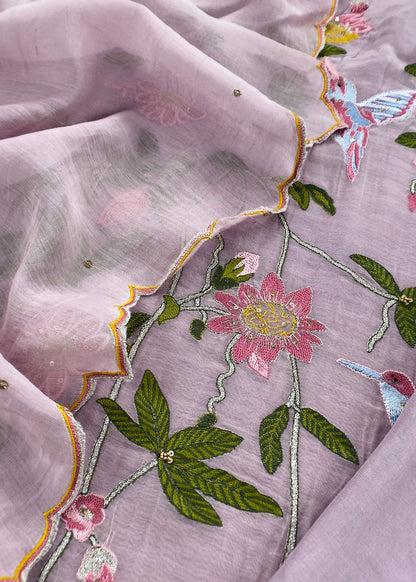Mulmul suit set with garden embroidery

