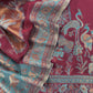 Maroon Unstitched Satin Silk Suit With Kani Weaving