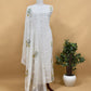 White With Pink Pure Mul Handblock Print Suit With Chikan Embroidery
