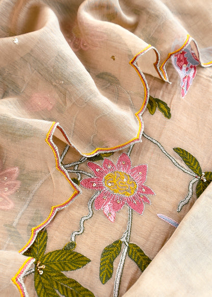 Mulmul suit set with garden embroidery

