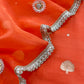 Luxe Tangerine Handloom Silk Kurta and Kora silk dupatta with Handwork