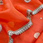 Luxe Tangerine Handloom Silk Kurta and Kora silk dupatta with Handwork