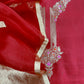 Red Handloom Silk Kurta And Kora Silk Dupatta With Kadwa Weaving