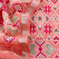 Orange With Red Handloom Patola Unstitched Suit In Mulmul