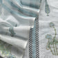 Powder Blue Kota unstitched Suit With Block Printing