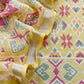 Yellow With Red Handloom Patola Unstitched Suit In Mulmul