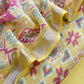 Yellow With Red Handloom Patola Unstitched Suit In Mulmul