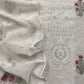 White With Pink Pure Mul Handblock Print Suit With Chikan Embroidery