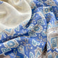 Soft Brown With Blue Handloom Patola Unstitched Suit In Mulmul