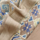 Soft Brown With Blue Handloom Patola Unstitched Suit In Mulmul