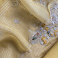 Kalasheel Luxe Honey Yellow Pure Crushed Tissue Kurta And Organza Dupatta With Zardosi And Dabka Handwork