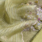 Kalasheel Luxe Green Pure Crushed Tissue Kurta And Organza Dupatta With Zardosi And Dabka Handwork