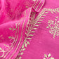 Pink Handloom Mul Chanderi Suit With Gold Pitta Hand Work And Embroidery