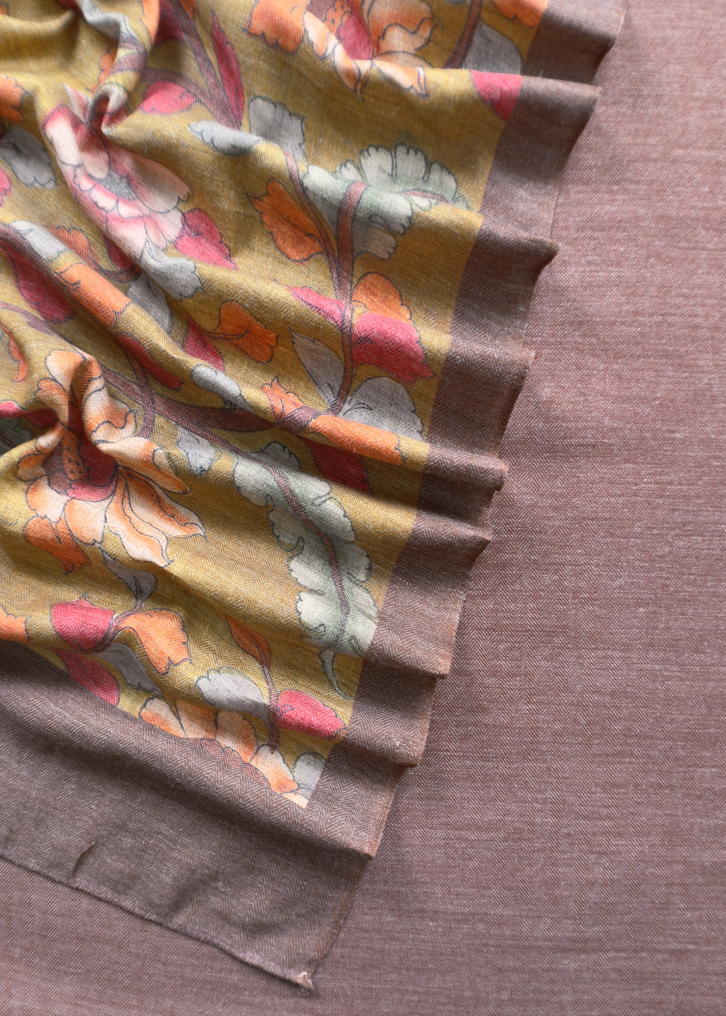 Unstitched Pashmina Suit Kalamkari Pashmina Dupatta