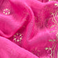 Pink Handloom Mul Chanderi Suit With Gold Pitta Hand Work And Embroidery