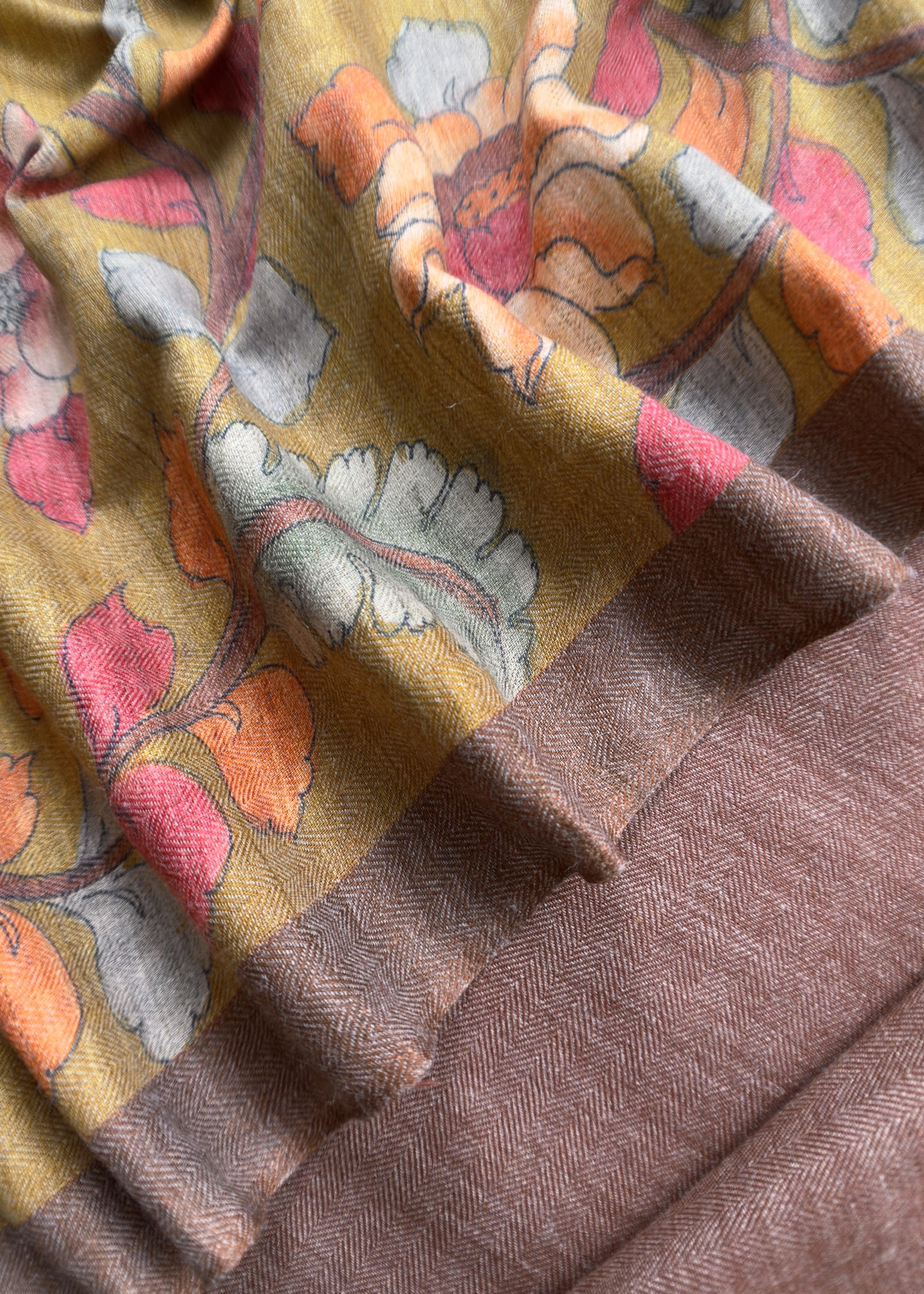 Unstitched Pashmina Suit Kalamkari Pashmina Dupatta