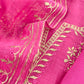 Pink Handloom Mul Chanderi Suit With Gold Pitta Hand Work And Embroidery