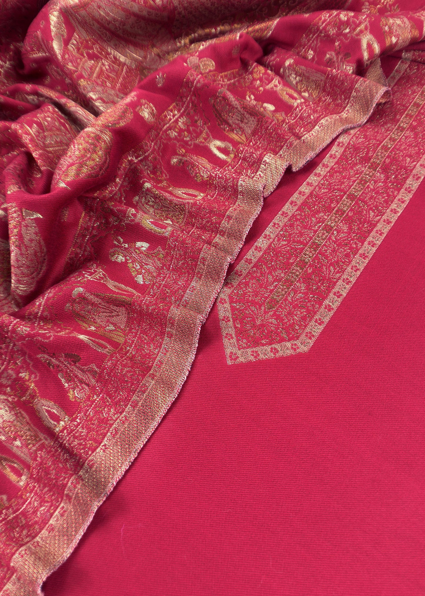 Red Pure Woolen Suit With Kani Weaving