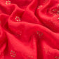 Red Handloom Mul Chanderi Suit With Gold Pitta Hand Work And Embroidery