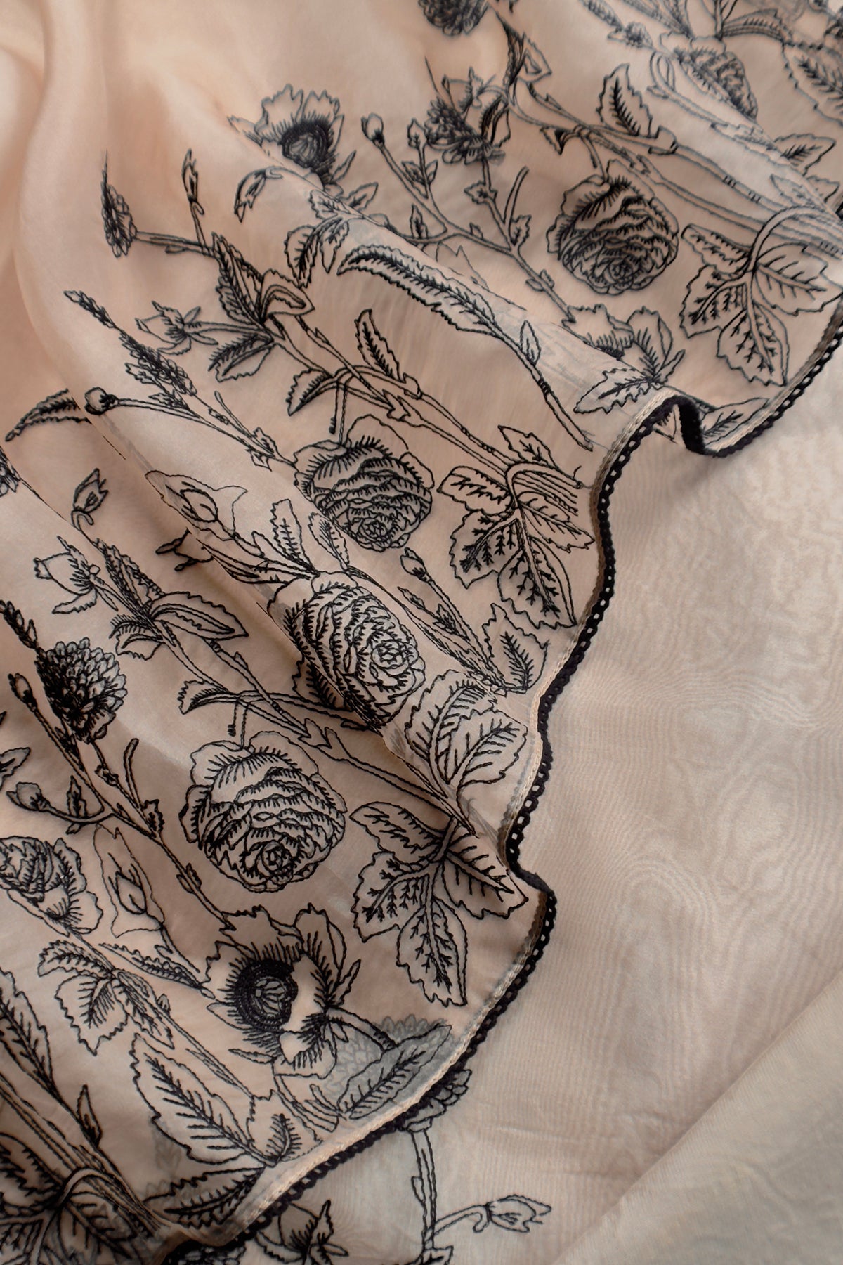 Heather Beige Handloom Intricate Embroidered Kora Silk Unstitched Suit With Dupatta