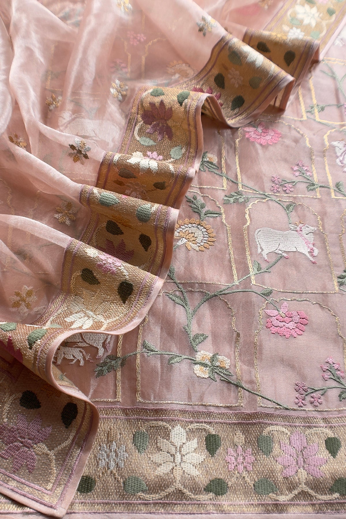 Festive wear pure crushed tissue silk suit fabric

