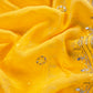 Yellow Handloom Mul Chanderi Suit With Gold Pitta Hand Work And Embroidery