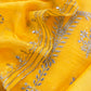 Yellow Handloom Mul Chanderi Suit With Gold Pitta Hand Work And Embroidery