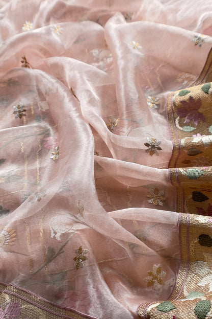 Festive wear silk suit with tissue silk dupatta

