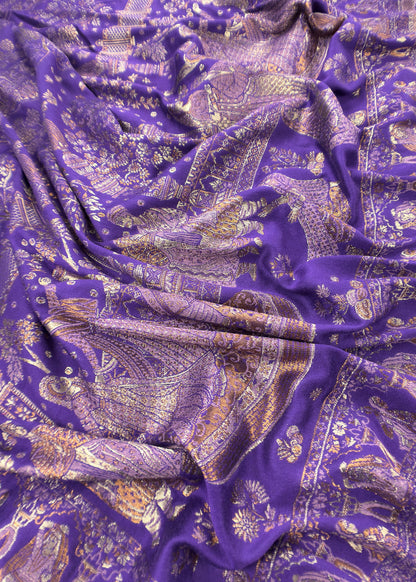 Purple Pure Woolen Suit With Kani Weaving