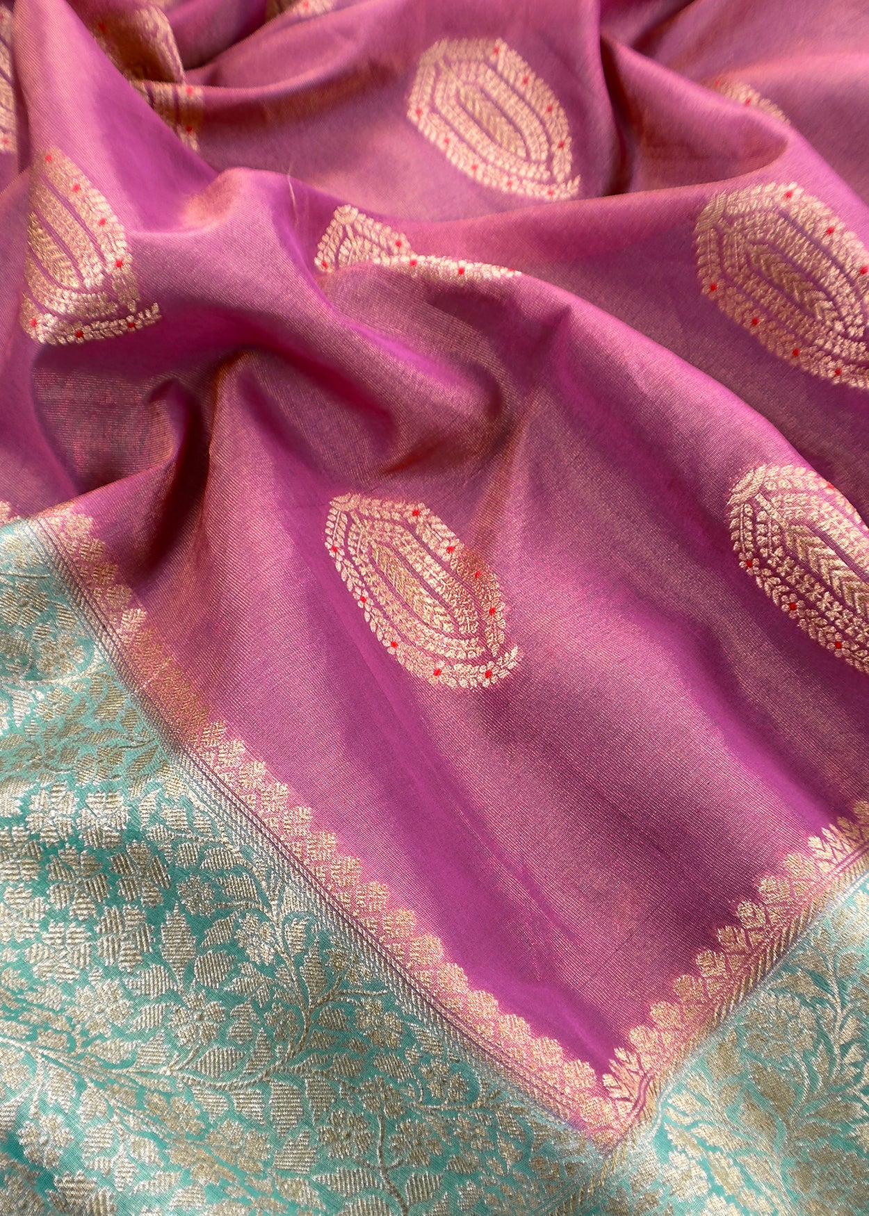 Dynasty Green Handloom Tiissue Silk Suit With Meenakari Kadwa Weaving