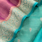 Dynasty Green Handloom Tiissue Silk Suit With Meenakari Kadwa Weaving