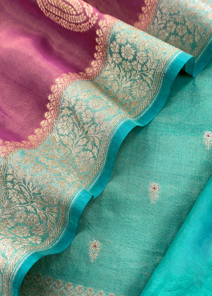 Dynasty Green Handloom Tiissue Silk Suit With Meenakari Kadwa Weaving