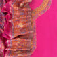 Pink And Orange Handloom Silk Suit With Kani Zari Weaving