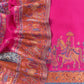 Pink And Orange Handloom Silk Suit With Kani Zari Weaving