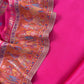 Pink And Orange Handloom Silk Suit With Kani Zari Weaving