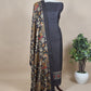 Black Pure Pashmina Unstitched Suits With Kalamkari Dupatta