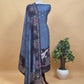 Blue Handpainted Hans and flowers Maheshwari Silk Suit With Banarasi Bootis